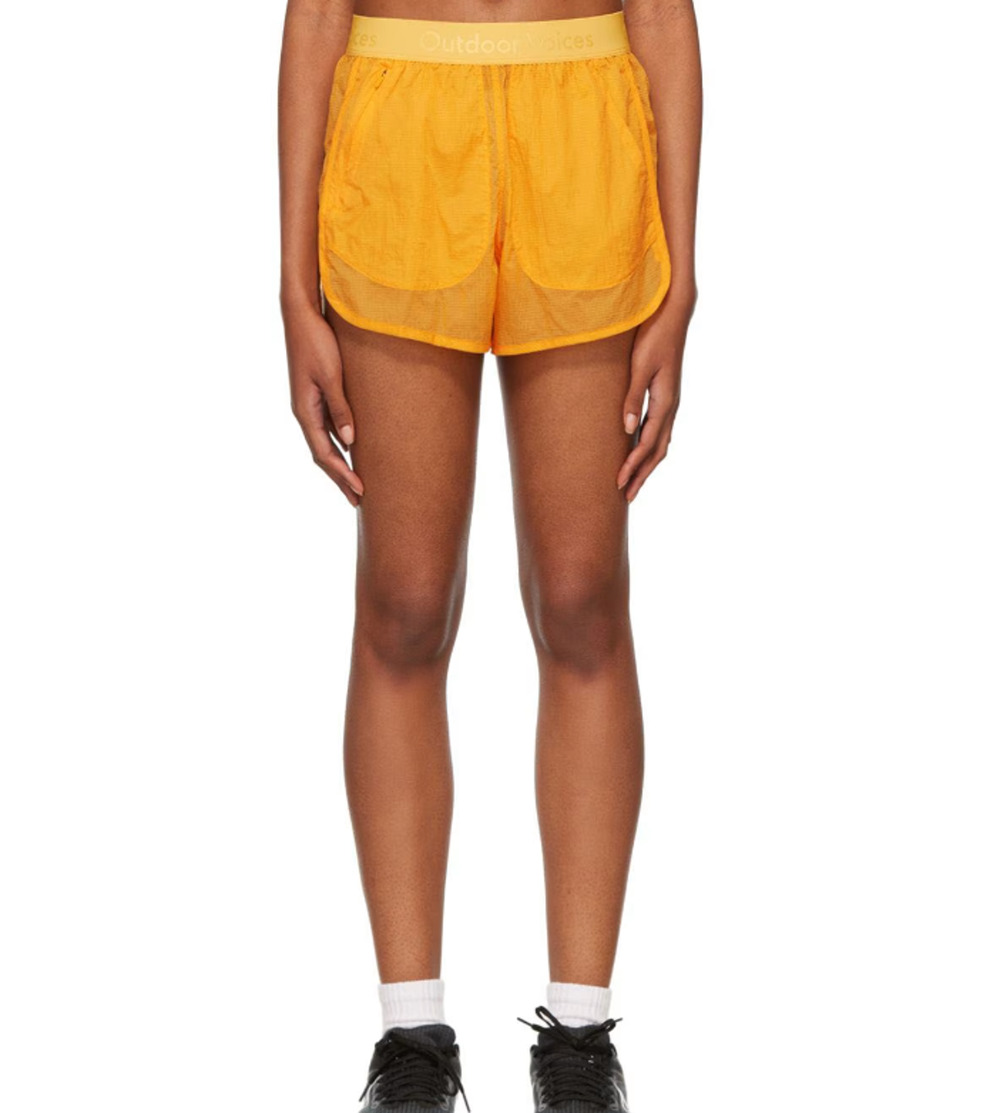 OUTDOOR VOICES Women's BreakLite 4" Shorts Small Mango Orange Lightweight NWT